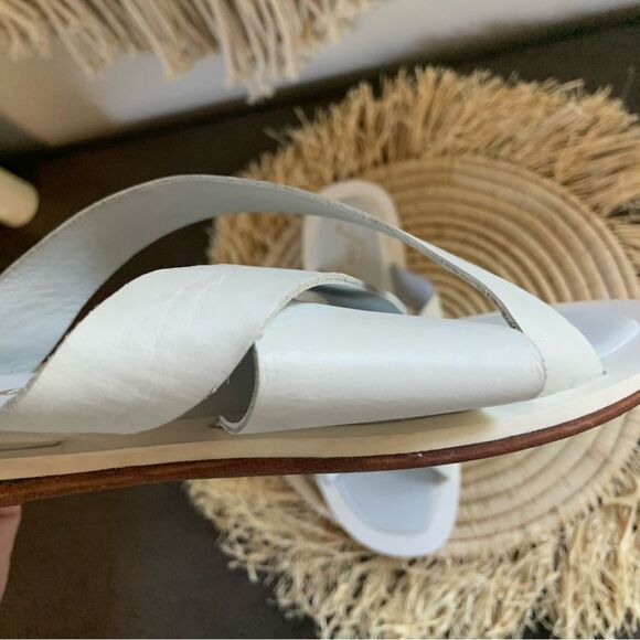 FREE PEOPLE Women’s Del Mar Leather Open Toe Slide Sandals White 40 / 9.5 - Picture 11 of 16